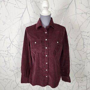Denver Hayes Burgundy Corduroy  Pearl Snap Western Shirt
